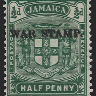 Jamaica 1916 War Stamp ½d yellow-green error, SG68b