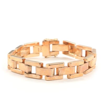 A 14k Red Gold Bracelet L 19 3 W 1 1 Cm Weight App 47 5 G 1950 60s Barnebys