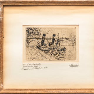 Paul Signac, "Paris: Pont des Arts with Tugs" Signed Original - $20K