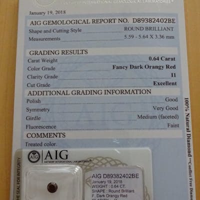 0 64 Ct D Orangy Red Ex G Vg I1 Diamant Brillantschliff Barnebys 0 64 Ct D Orangy Red Ex G Vg I1 Diamant Brillantschliff Barnebys