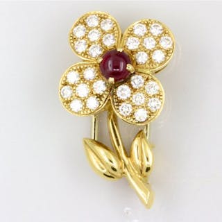 Van Cleef Arpels Yellow Gold Brooch Ruby Cur S Van Cleef Arpels Yellow Gold Brooch Ruby Cur S Barnebys
