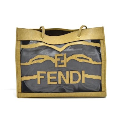 Fendi Black Mesh X Coated Canvas Tote Bag Barnebys