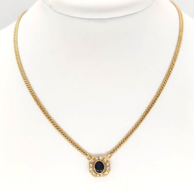 18 Kt Yellow Gold Necklace 0 42 Ct Diamonds Ct 0 85 Sapphire Barnebys 18 Kt Yellow Gold Necklace 0 42 Ct Diamonds Ct 0 85 Sapphire Barnebys