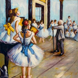 Scuola italiana (XX), Da Edgar Degas (1874) - The Ballet Class - NO RESERVE