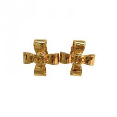 Chanel Cc Cross Gold Tone Clip On Earrings Barnebys