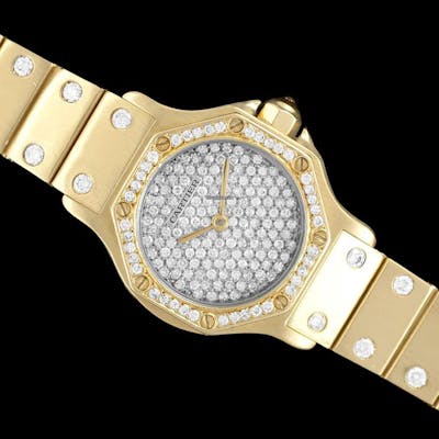 Cartier Santos Octagon Ladies Watch Automatic Watch 18k Gold 1 Barnebys