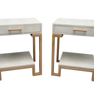 A PAIR OF ANDREW MARTIN FAUX SHAGREEN BEDSIDE TABLES