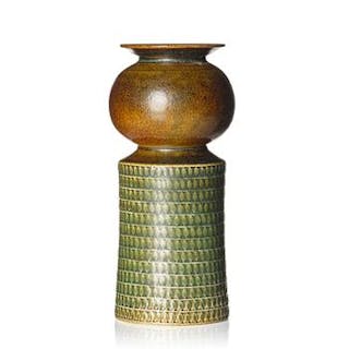 Stig Lindberg, a stoneware vase, Gustavsberg studio, Sweden 1967.