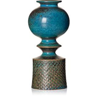 Stig Lindberg, a turquoise glazed stoneware vase, Gustavsberg studio