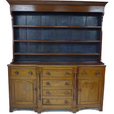 An Early 19th Century Mahogany Welsh Dresser Wide Cornice O