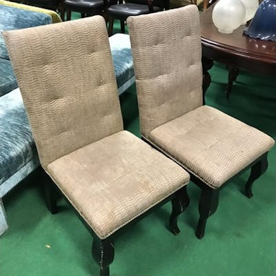 Ex Dylan Hotel Set Of 6 Tall Back Upholstered Chairs On Ebon