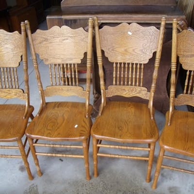 Set Of Four Light Oak Colonial Style Dining Chairs Barnebys
