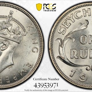 SEYCHELLES: George VI, 1936-1952, AR rupee, 1939, PCGS MS64