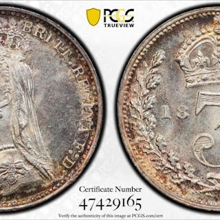 GREAT BRITAIN: Victoria, 1837-1901, AR 3 pence, 1887, PCGS MS65