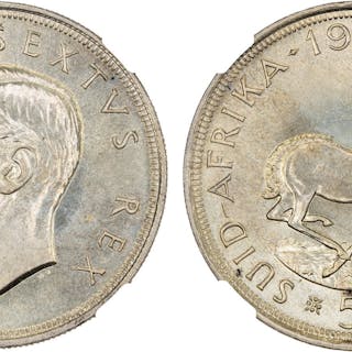SOUTH AFRICA: George VI, 1936-1952, AR 5 shillings, 1951, NGC Prooflike MS67