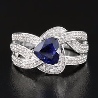 Sterling Sapphire Crossover Ring