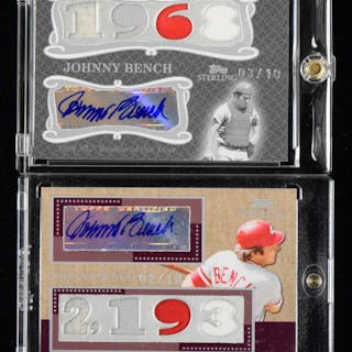 Lot of (2) Johnny Bench signed 2008 Topps Sterling relic...