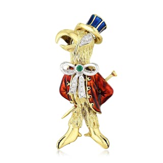 Damiani Parrot Brooch with Pyrite Base, Italian