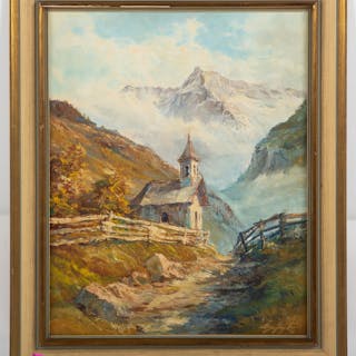 Edgar Freyberg. Alpine Landscape, oil