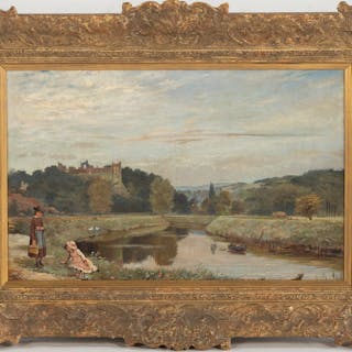 British School, c. 1900. Landscape with Figures, oil