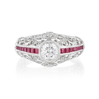 Diamond and Ruby Dome Ring