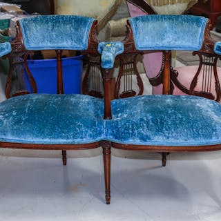 A Sheraton Revival Mahogany Double Chair