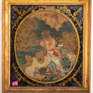 19th century Silkwork of Abraham and Isaac