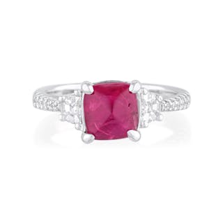 Sugarloaf Ruby and Diamond Ring, GIA Certified