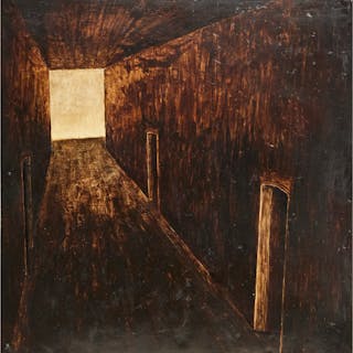 Joan Nelson, tempera and plaster on board, 1984