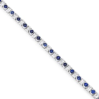 Blue and White Sapphire Bracelet