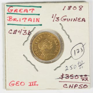 1808 British George III Gold 1/3 Guinea C02