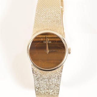 Omega 14K Yellow Gold and Tigers Eye Ladies Watch FJS3