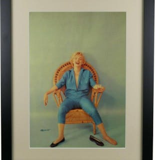 1954 Marilyn Monroe "The Wicker Chair Sitting" Custom Framed Photo Display