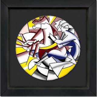 Roy Lichtenstein "The Red Horseman" 16x16 Custom Framed Limoges Porcelain Plate