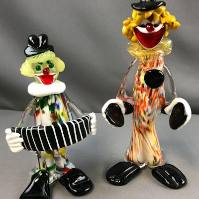 Group Of 2 Vintage Murano Glass Clown Figurines Barnebys