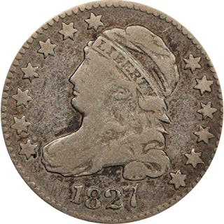1827 Capped Bust Dime. JR-11. Rarity-2. Pointed Top 1 in 10 C. Fine-12 (PCGS).