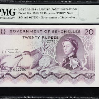 SEYCHELLES. Government of Seychelles. 20 Rupees, 1968. P-16a. PMG