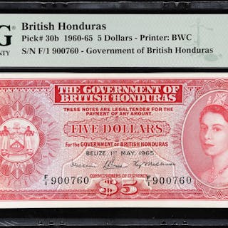 BRITISH HONDURAS. Government of British Honduras. 5 Dollars, 1.5.1965.