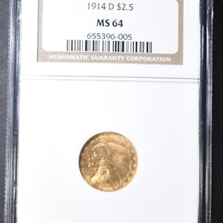 1914-D GOLD $2.5 INDIAN  NGC MS-64