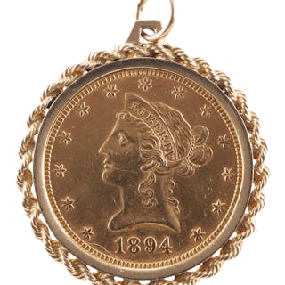 1894 U.S. $10 Gold Coin in 14k Bezel