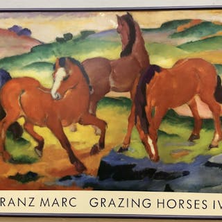 35 x 46 Inch Franz Marc Grazing Horses IV Litho