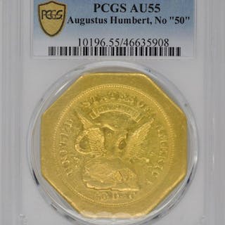 1851 880 HUMBERT $50 LE PCGS AU 55