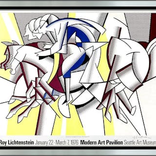 Roy Lichtenstein Hand Signed The Red Horseman Screenprint Framed Modern Artwork