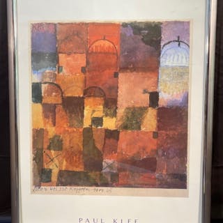 PAUL KLEE (1879-1940) COLOR LITHOGRAPH TITLED ROTE WEISSE KUPPELN