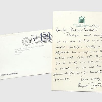 Autograph Letter Signed Thatcher Margaret Barnebys