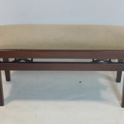 A Mahogany Adjustable Duet Piano Stool With Velour Upholstered