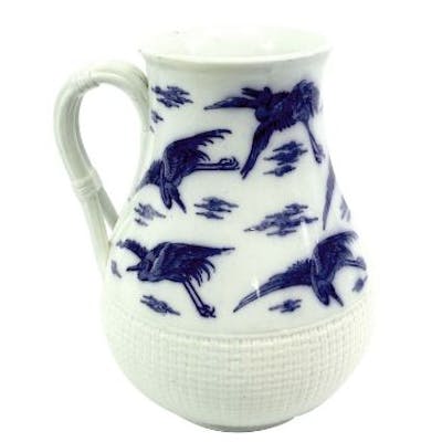 Christopher Dresser For Minton A Blue And White Cranes Jug Circa