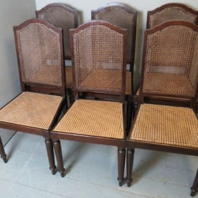 A Set Of Six Mahogany Framed Bergere Dining Chairs With Later Cane