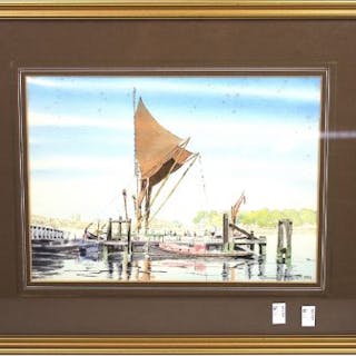 Desmond Winslett, watercolour, 'Graves End Pier', signed and dated '1984'.