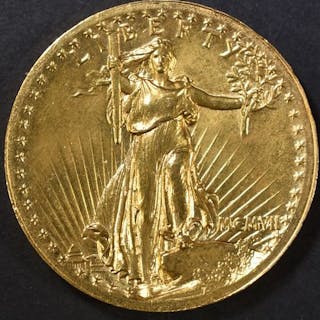 1907 $20 GOLD HIGH RELIEF SAINT GAUDENS BU